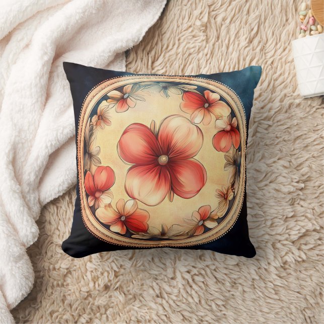 Vintage Blossom Medallion - Blumenkissen Kissen (Decke)