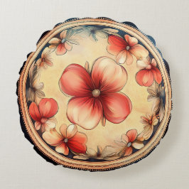 Vintage Blossom Medallion - Rundkissen mit Blumen Rundes Kissen
