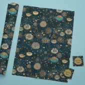 Vintage Blu- und Goldblüten - Dekopulationstexte Seidenpapier