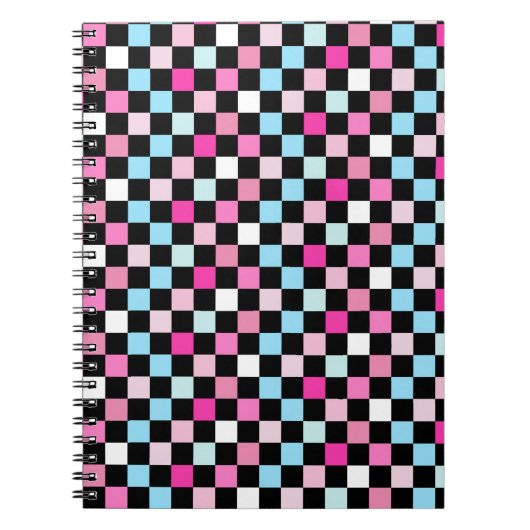 Vintage Blue and Pink Checkered Pattern Notizblock (Vorderseite)