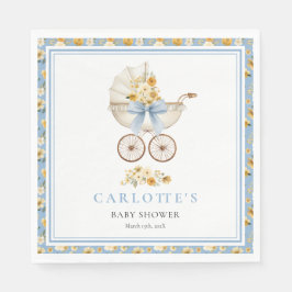 Vintage Blue Baby Carriage Luncheon Napkin Serviette