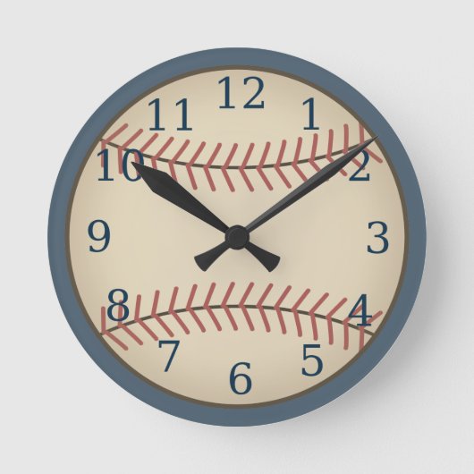 Vintage Blue Baseball Clock Runde Wanduhr (Vorderseite)