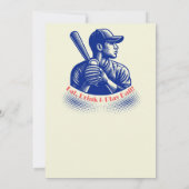 Vintage Blue Baseball Player Men's 50th Birthday Einladung (Rückseite)