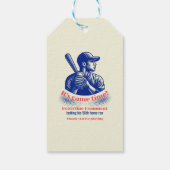Vintage Blue Baseball Player Men's 50th Birthday Geschenkanhänger (Rückseite)