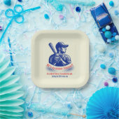 Vintage Blue Baseball Player Men's 50th Birthday Pappteller (Party)