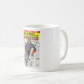 Vintage Blue Beetle Comic Book Superheld Kaffeetasse (VorderseiteRechts)