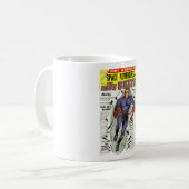 Vintage Blue Beetle Comic Book Superheld Kaffeetasse (Vorderseite Links)