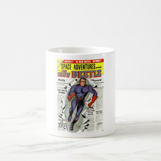 Vintage Blue Beetle Comic Book Superheld Kaffeetasse (Mittel)