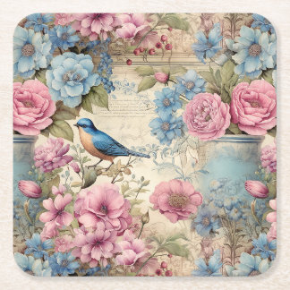Vintage Blue Bird Serenade Rechteckiger Pappuntersetzer
