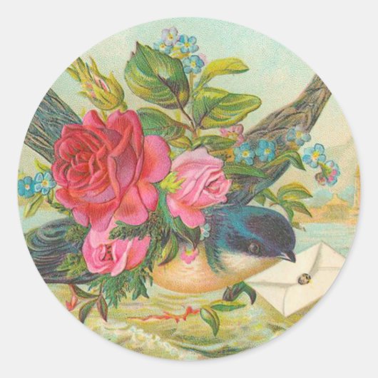 Vintage Blue Bird Stickers (Vorderseite)