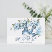 Vintage Blue Birds Winter Wedding UAWG RSVP Karte (Stehend Vorderseite)