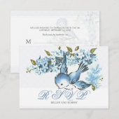 Vintage Blue Birds Winter Wedding UAWG RSVP Karte (Vorne/Hinten)