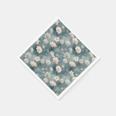 Vintage Blue & Blush Floral Paper Napkin Serviette (Ecke)