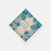 Vintage Blue Botanical Baby Shower Serviette (Ecke)