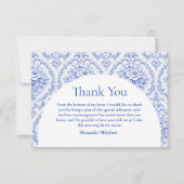 Vintage Blue Botanical Graduation Party Dankeskarte (Vorderseite)