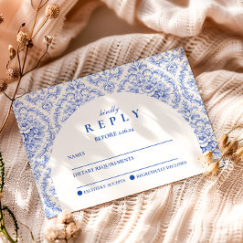 Vintage Blue Botanical Graduation Party RSVP Karte