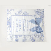 Vintage Blue Bow Bridal Shower Photo Backdrop Wandteppich (Vorderseite (Horizontal))