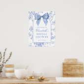 Vintage Blue Bow Bridal Shower Welcome Sign Poster (Küche)