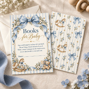 Vintage Blue Bow Bücher für Baby Schaukelpferd Begleitkarte