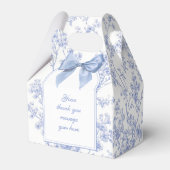 Vintage Blue Bow Floral Bridal Shower Geschenkschachtel (Rückseite)