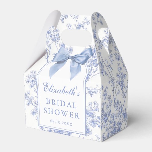 Vintage Blue Bow Floral Bridal Shower Geschenkschachtel (Vorderseite)