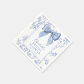 Vintage Blue Bow Floral Bridal Shower Serviette (Ecke)
