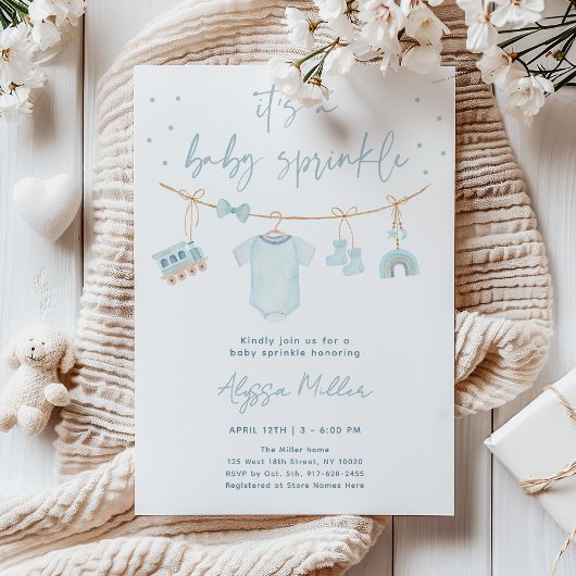 Vintage Blue Boy Baby Clothes Baby Sprinkle Einladung