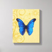 Vintage Blue Butterfly Kunst Leinwanddruck (Vorderseite)