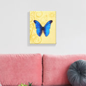 Vintage Blue Butterfly Kunst Leinwanddruck (Insitu (Wohnzimmer))