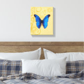 Vintage Blue Butterfly Kunst Leinwanddruck (Insitu (Schlafzimmer))