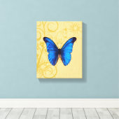 Vintage Blue Butterfly Kunst Leinwanddruck (Insitu (Holzboden))