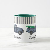 Vintage Blue Christmas Tree Truck Tasse (Zentrum)