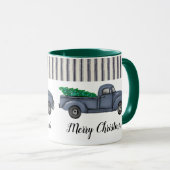 Vintage Blue Christmas Tree Truck Tasse (VorderseiteRechts)