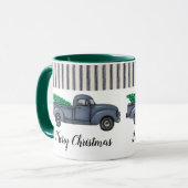 Vintage Blue Christmas Tree Truck Tasse (Vorderseite Links)