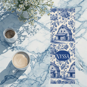 Vintage Blue Cottage French Toile Pariser Charme Yogamatte
