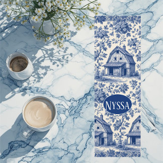 Vintage Blue Cottage French Toile Pariser Charme  Yogamatte
