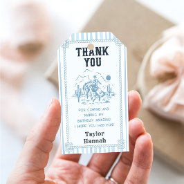 Vintage Blue Cowboy 1st Birthday Party Geschenkanhänger