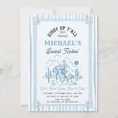 Vintage Blue Cowboy 2nd Birthday Party Einladung (Vorderseite)