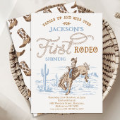 Vintage Blue Cowboy First Rodeo 1st Birthday Einladung