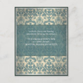 Vintage Blue Damask Reception card Begleitkarte (Rückseite)