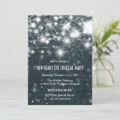 Vintage Blue Damask Silvester-Party-Sterne Einladung (Stehend Vorderseite)