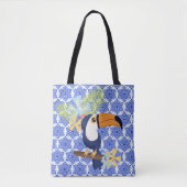 Vintage Blue Damask Tasche (Vorderseite)