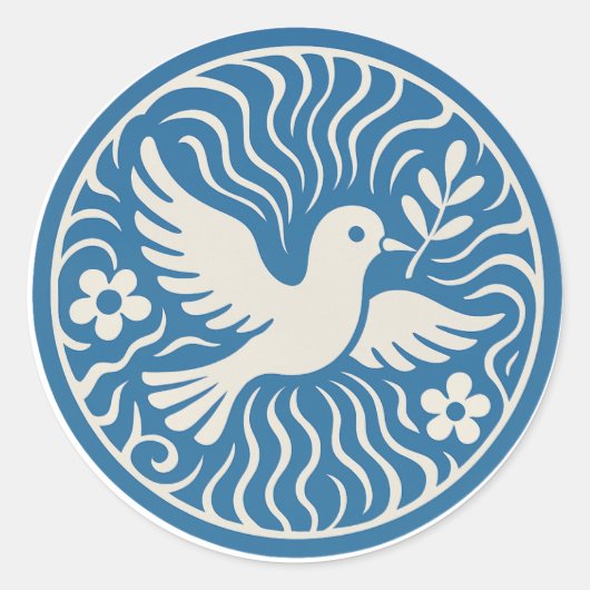 Vintage Blue Dove of Peace Sticker (Vorderseite)