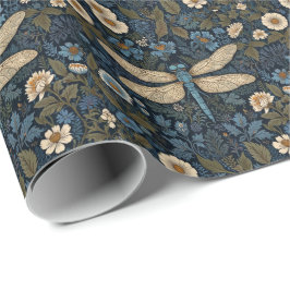 Vintage blue Dragonfly Geschenkpapier