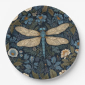 Vintage blue Dragonfly Pappteller (Vorderseite)