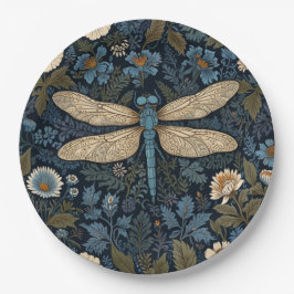 Vintage blue Dragonfly Pappteller