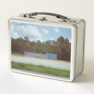 Vintage Blue Drive-Thru-Lunchbox Metall Brotdose