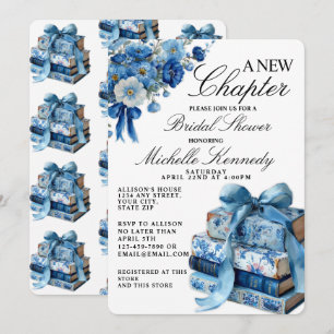 Vintage Blue Ein Neues Kapitel Brautparty  Einladung