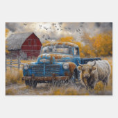 Vintage Blue Farm Trucks Decoupage Geschenkpapier Set (Vorderseite 2)