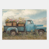 Vintage Blue Farm Trucks Decoupage Geschenkpapier Set (Vorderseite)